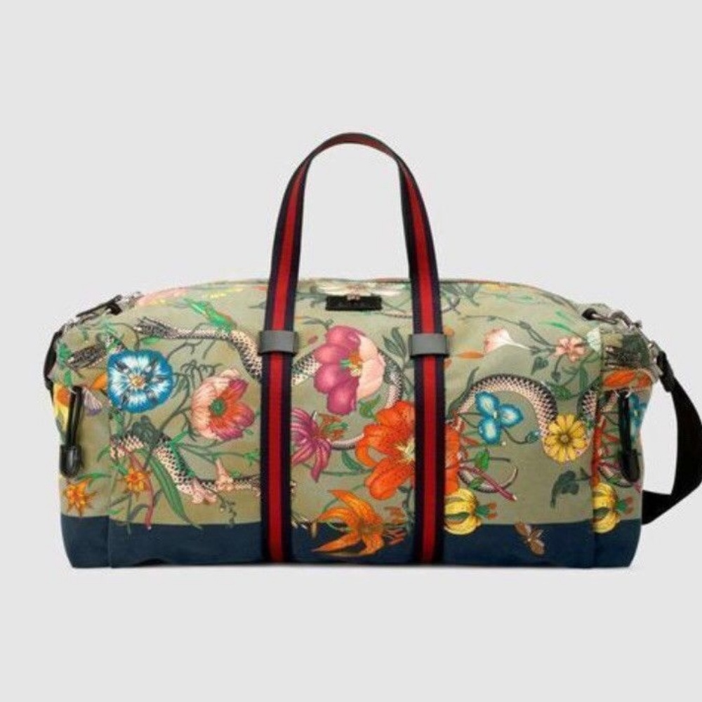 Gucci Flora Snake Print Duffle